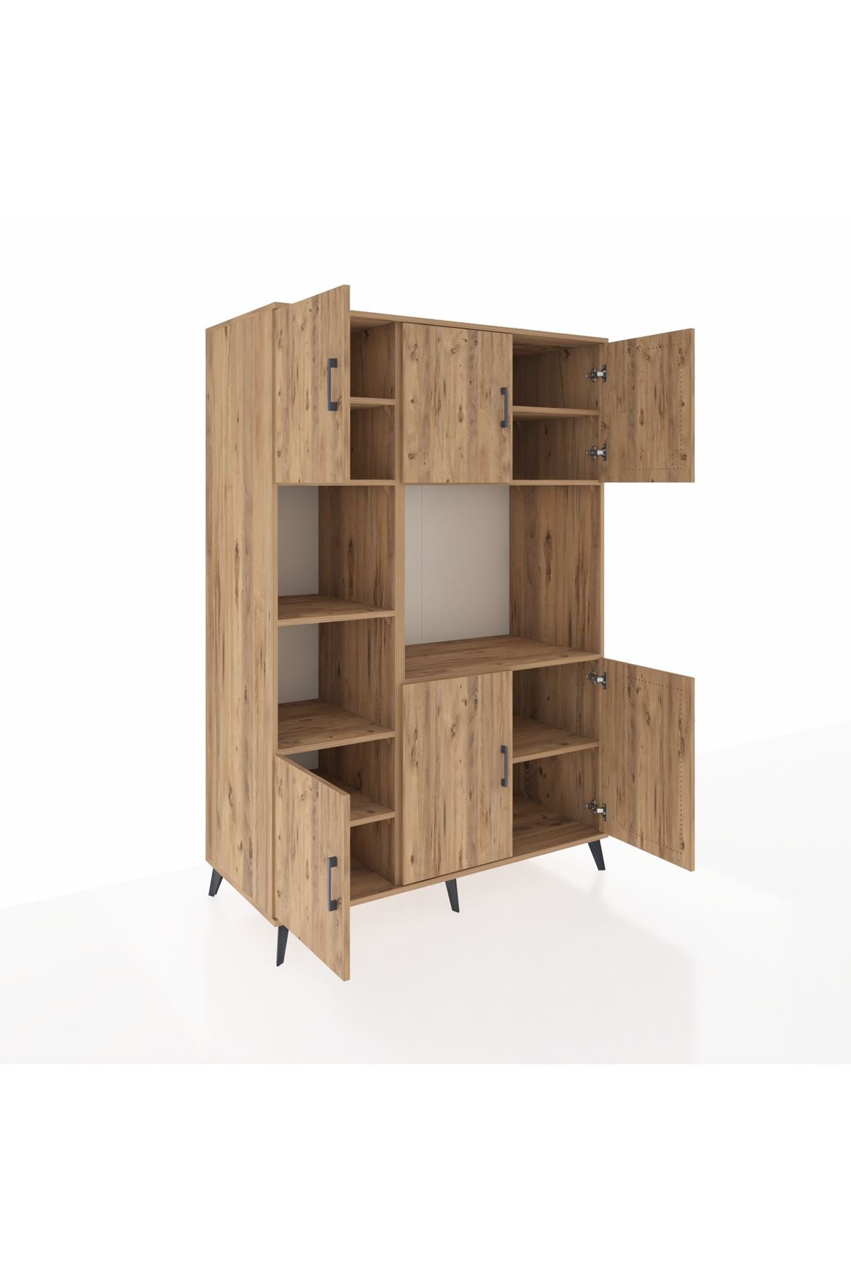 Kronos Dolap 9 Raflı 6 Kapaklı 132x59x195 Çam-Çam/Çam