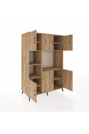 Kronos Dolap 9 Raflı 6 Kapaklı 132x59x195 Çam-Çam/Çam
