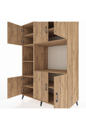 Kronos Dolap 9 Raflı 6 Kapaklı 132x59x195 Çam-Çam/Çam