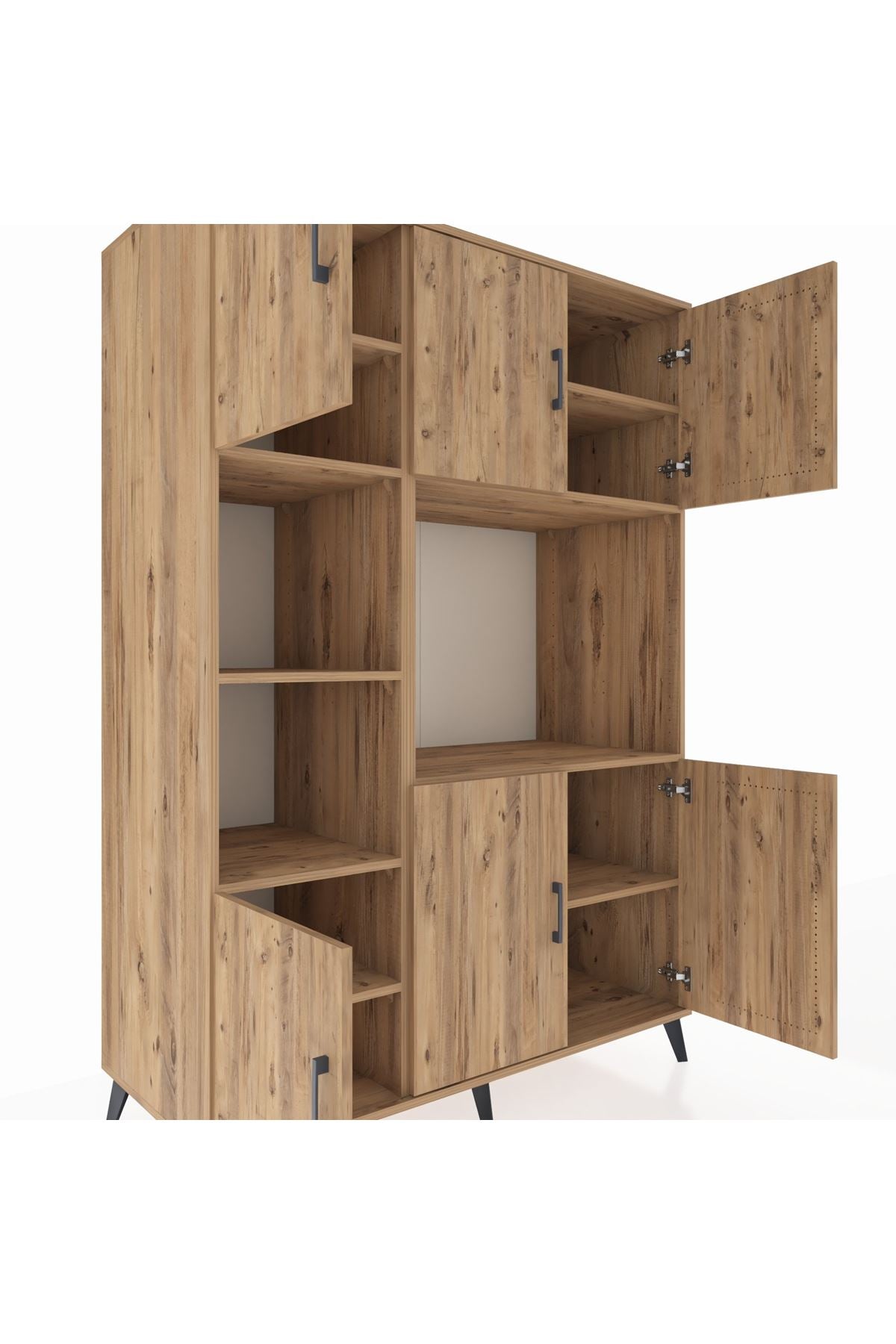 Kronos Dolap 9 Raflı 6 Kapaklı 132x59x195 Çam-Çam/Çam