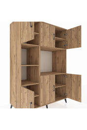 Kronos Dolap 9 Raflı 6 Kapaklı 132x59x195 Çam-Çam/Çam