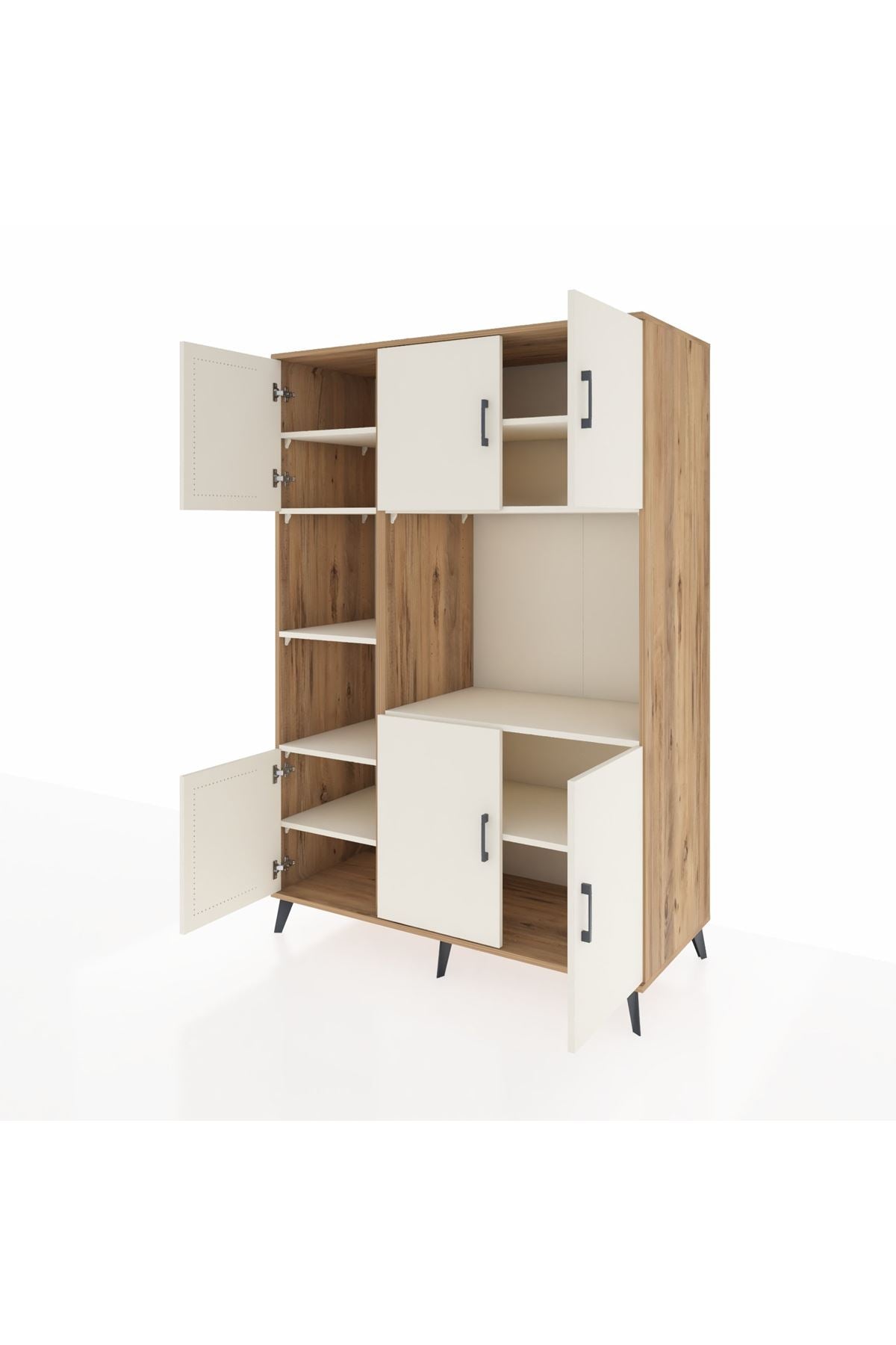 Kronos Dolap 9 Raflı 6 Kapaklı 132x59x195 Çam-Aytaşı/Aytaşı