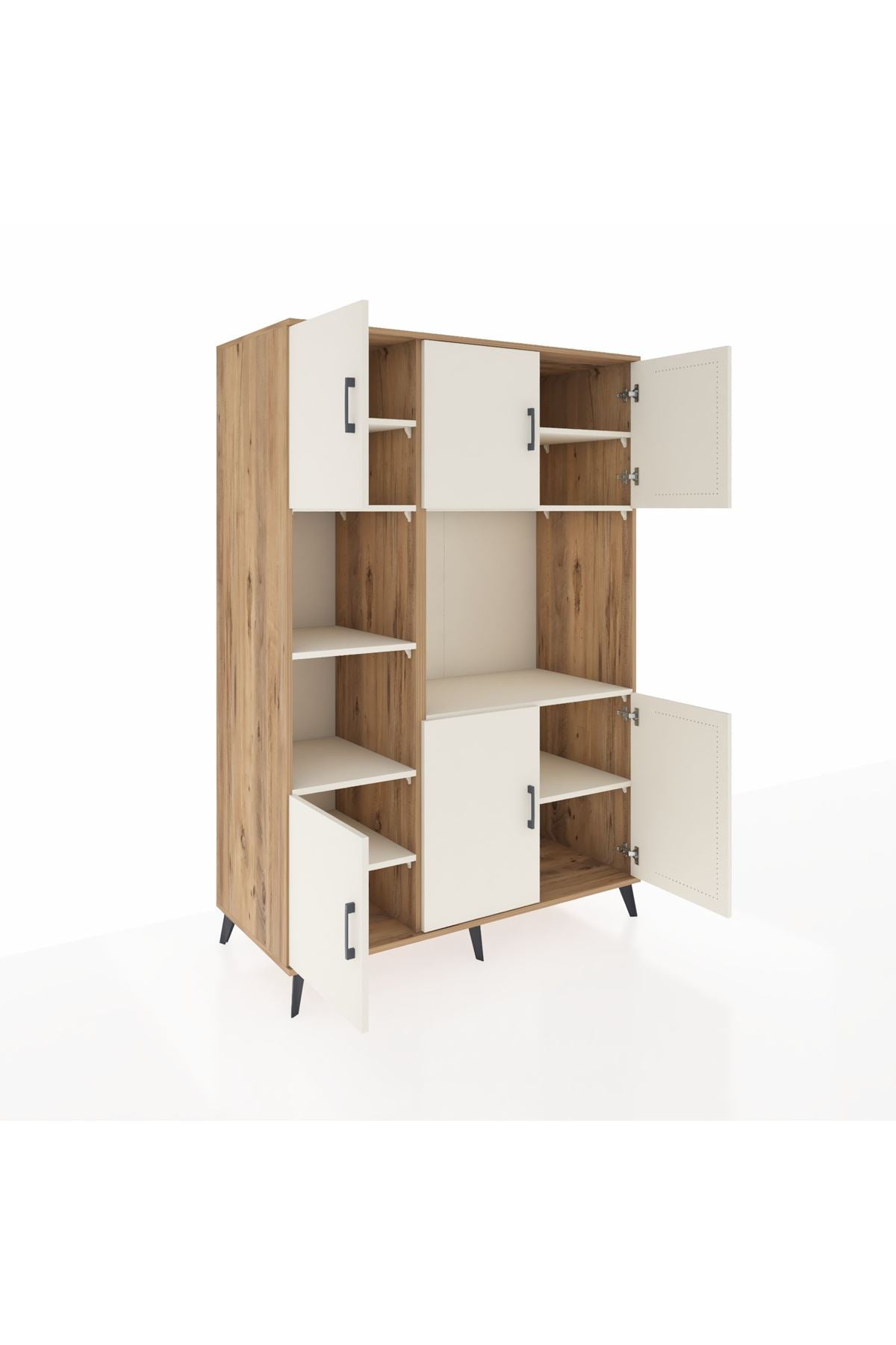 Kronos Dolap 9 Raflı 6 Kapaklı 132x59x195 Çam-Aytaşı/Aytaşı