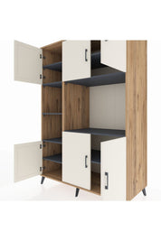 Kronos Dolap 9 Raflı 6 Kapaklı 132x59x195 Çam-Aytaşı/Antrasit