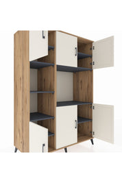 Kronos Dolap 9 Raflı 6 Kapaklı 132x59x195 Çam-Aytaşı/Antrasit