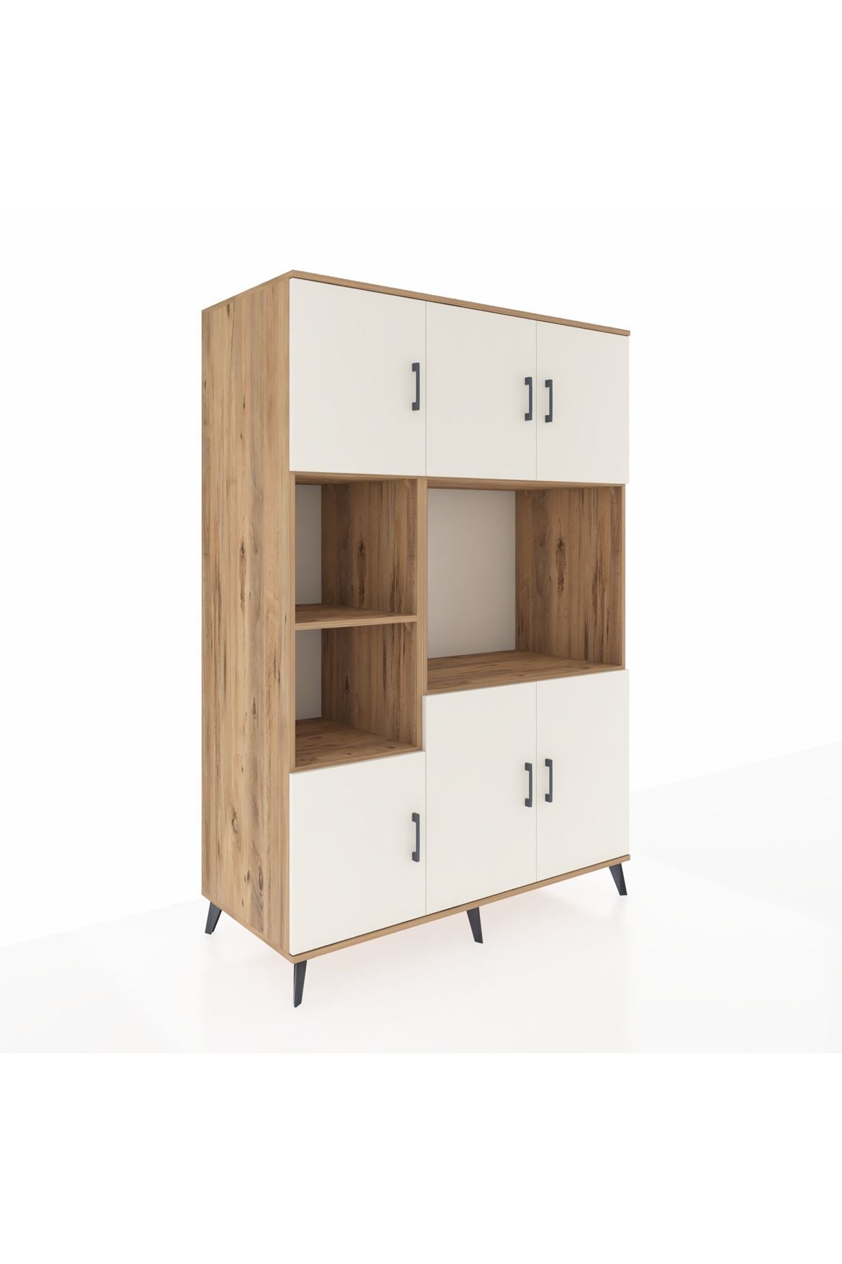 Kronos Dolap 9 Raflı 6 Kapaklı 132x59x195 Çam-Aytaşı/Çam