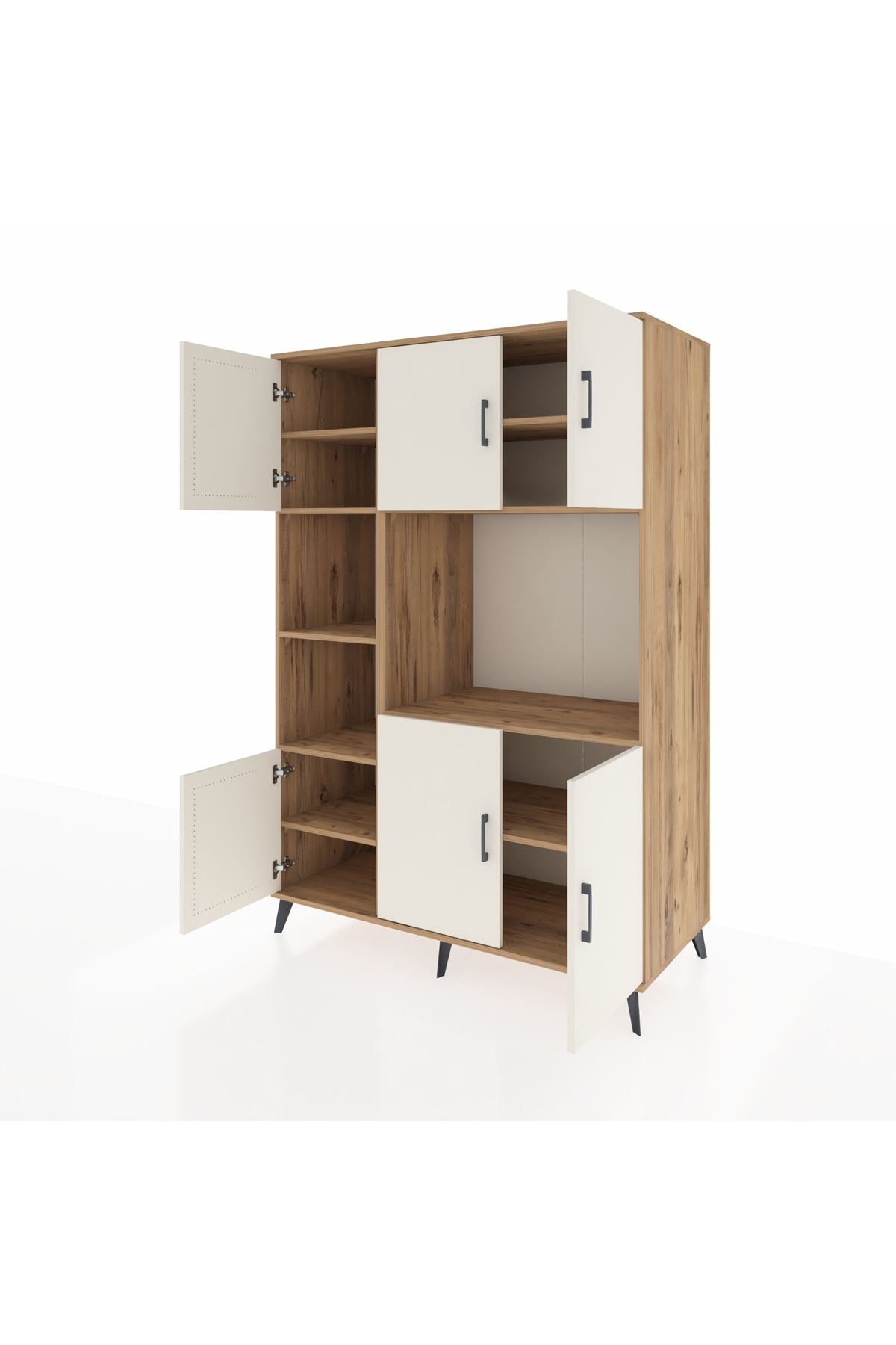 Kronos Dolap 9 Raflı 6 Kapaklı 132x59x195 Çam-Aytaşı/Çam