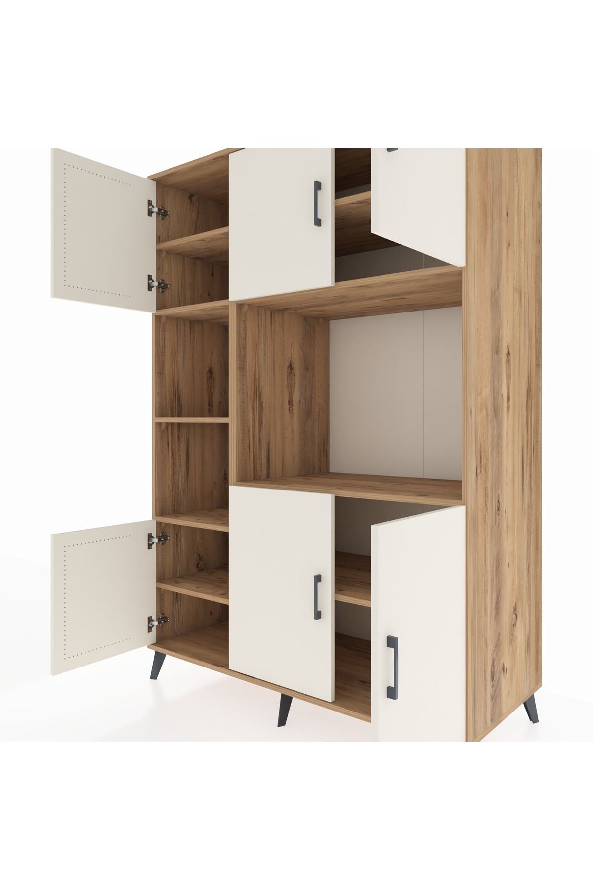 Kronos Dolap 9 Raflı 6 Kapaklı 132x59x195 Çam-Aytaşı/Çam