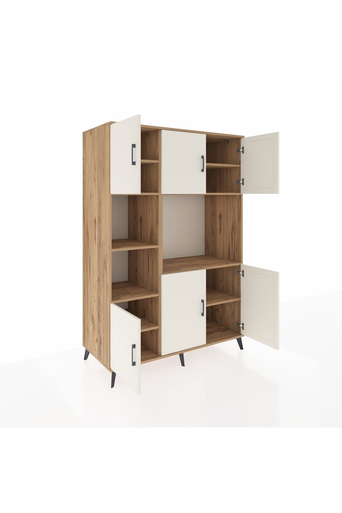 Kronos Dolap 9 Raflı 6 Kapaklı 132x59x195 Çam-Aytaşı/Çam