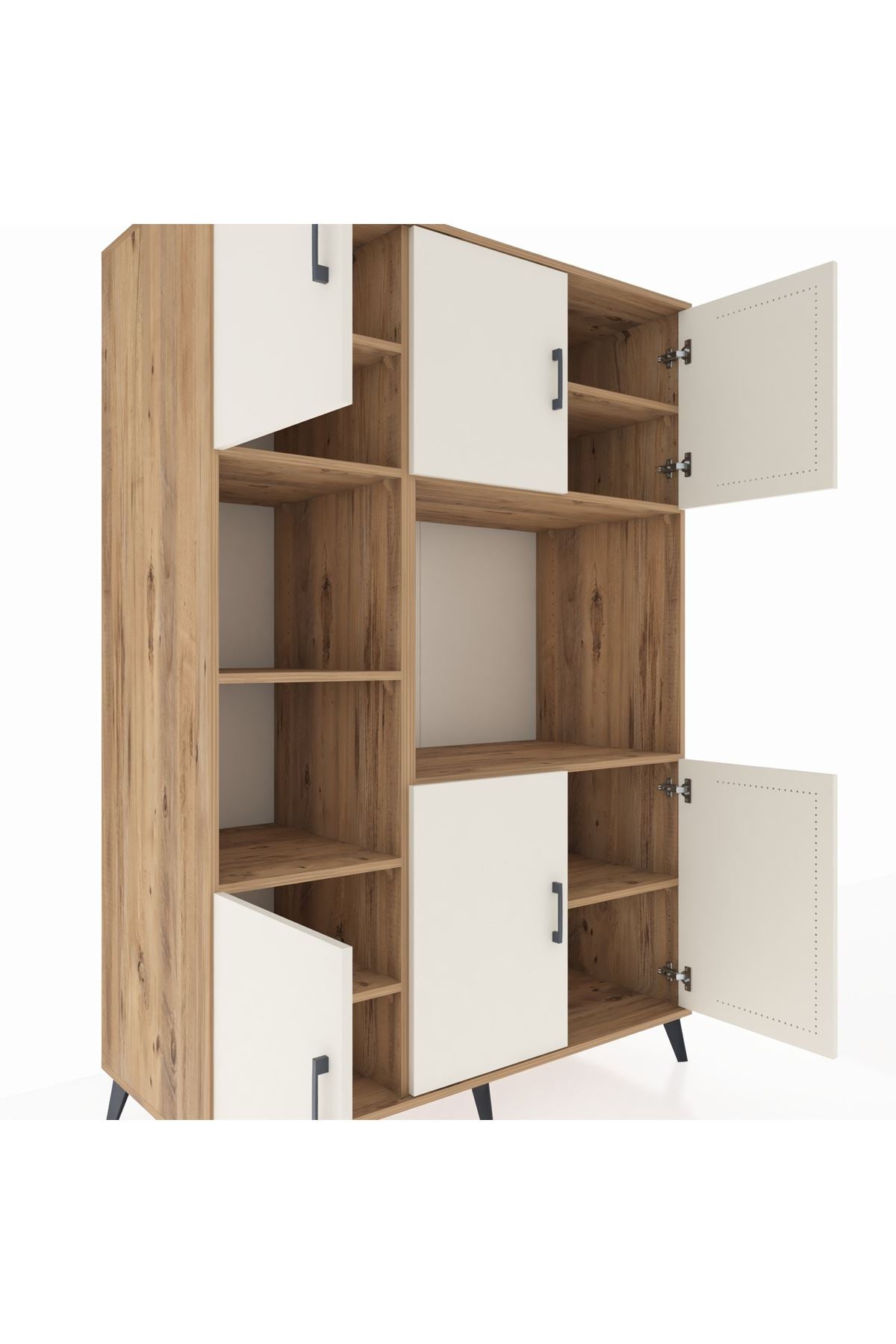 Kronos Dolap 9 Raflı 6 Kapaklı 132x59x195 Çam-Aytaşı/Çam