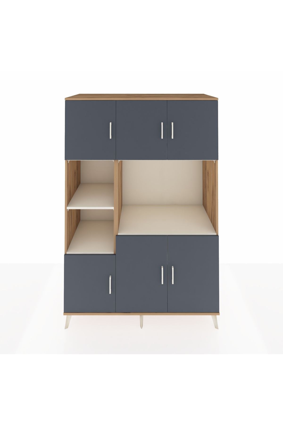 Kronos Dolap 9 Raflı 6 Kapaklı 132x59x195 Çam-Antrasit/Aytaşı