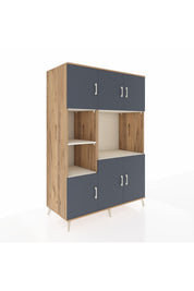 Kronos Dolap 9 Raflı 6 Kapaklı 132x59x195 Çam-Antrasit/Aytaşı