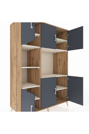 Kronos Dolap 9 Raflı 6 Kapaklı 132x59x195 Çam-Antrasit/Aytaşı