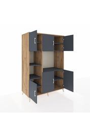 Kronos Dolap 9 Raflı 6 Kapaklı 132x59x195 Çam-Antrasit/Antrasit