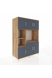 Kronos Dolap 9 Raflı 6 Kapaklı 132x59x195 Çam-Antrasit/Çam