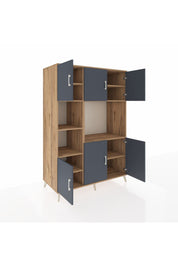 Kronos Dolap 9 Raflı 6 Kapaklı 132x59x195 Çam-Antrasit/Çam