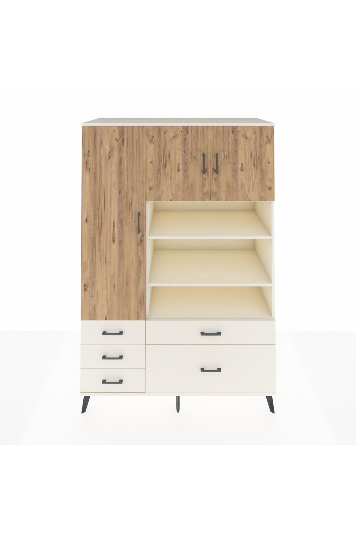 Kronos Dolap 9 Raflı 5 Çekmeceli 3 Kapaklı 132x59x195 Aytaşı-Çam/Aytaşı