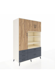 Kronos Dolap 9 Raflı 5 Çekmeceli 3 Kapaklı 132x59x195 Aytaşı-Çam/Antrasit