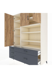 Kronos Dolap 9 Raflı 5 Çekmeceli 3 Kapaklı 132x59x195 Aytaşı-Çam/Antrasit