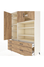 Kronos Dolap 9 Raflı 5 Çekmeceli 3 Kapaklı 132x59x195 Aytaşı-Çam/Çam