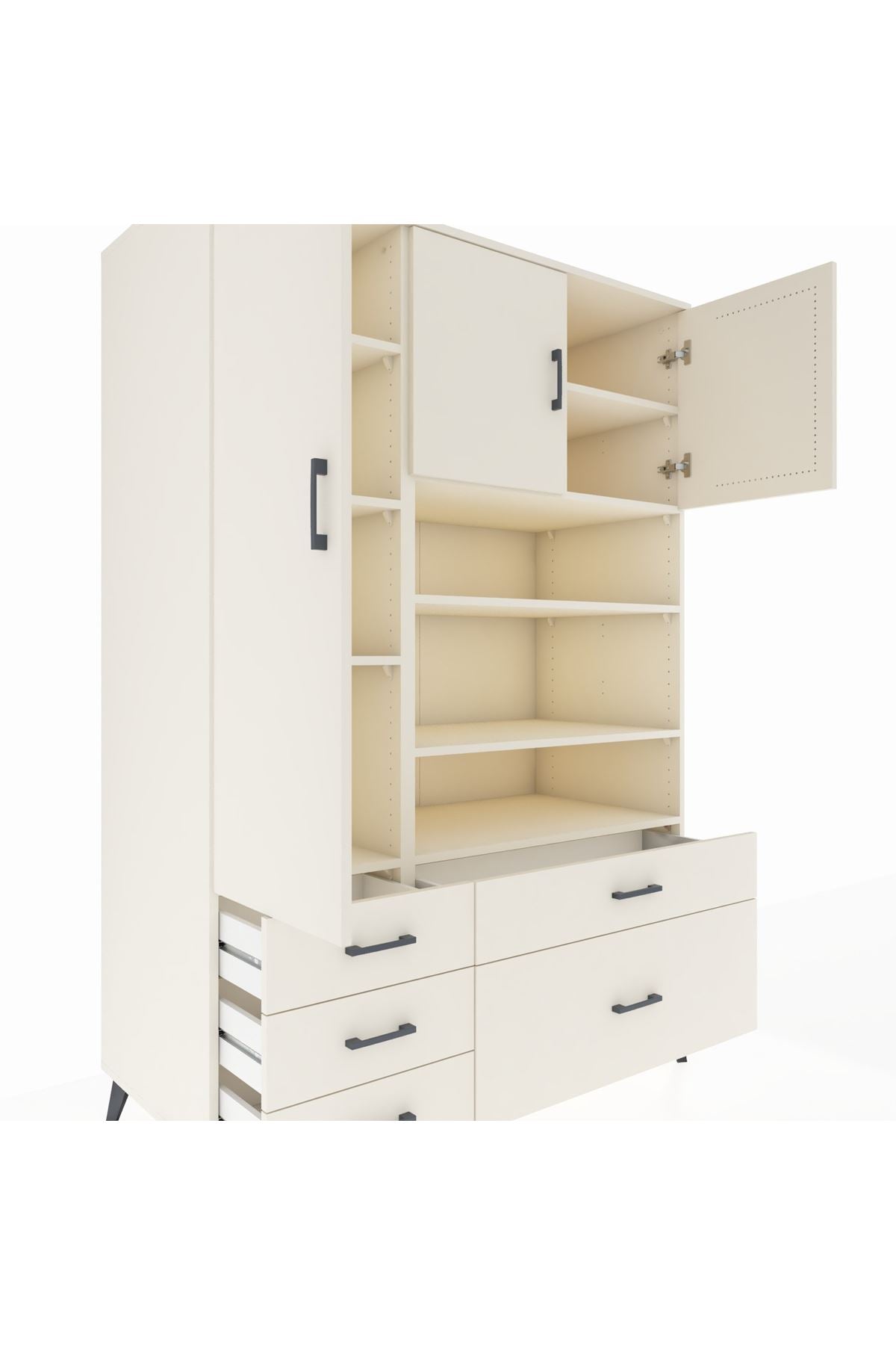 Kronos Dolap 9 Raflı 5 Çekmeceli 3 Kapaklı 132x59x195 Aytaşı-Aytaşı/Aytaşı