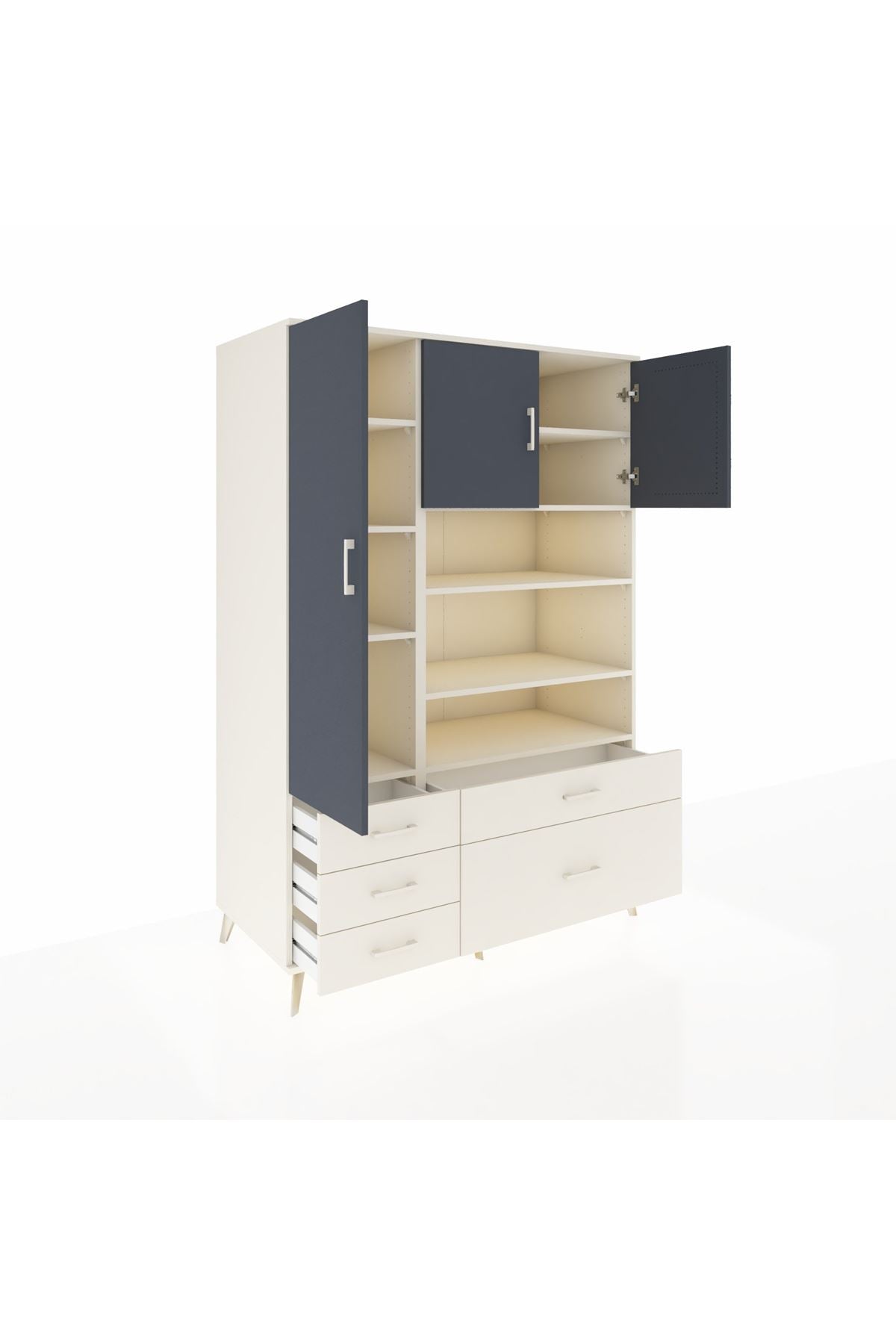 Kronos Dolap 9 Raflı 5 Çekmeceli 3 Kapaklı 132x59x195 Aytaşı-Antrasit/Aytaşı