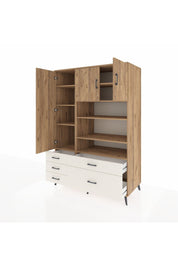 Kronos Dolap 9 Raflı 5 Çekmeceli 3 Kapaklı 132x59x195 Çam-Çam/Aytaşı