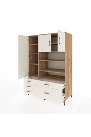 Kronos Dolap 9 Raflı 5 Çekmeceli 3 Kapaklı 132x59x195 Çam-Aytaşı/Aytaşı