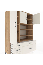 Kronos Dolap 9 Raflı 5 Çekmeceli 3 Kapaklı 132x59x195 Çam-Aytaşı/Aytaşı