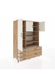 Kronos Dolap 9 Raflı 5 Çekmeceli 3 Kapaklı 132x59x195 Çam-Aytaşı/Çam