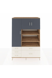 Kronos Dolap 9 Raflı 5 Çekmeceli 3 Kapaklı 132x59x195 Çam-Antrasit/Aytaşı