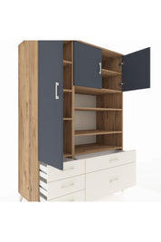 Kronos Dolap 9 Raflı 5 Çekmeceli 3 Kapaklı 132x59x195 Çam-Antrasit/Aytaşı