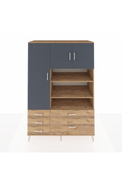 Kronos Dolap 9 Raflı 5 Çekmeceli 3 Kapaklı 132x59x195 Çam-Antrasit/Çam