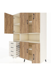 Kronos Dolap 7 Raflı 4 Çekmeceli 5 Kapaklı 132x59x195 Aytaşı-Çam/Aytaşı