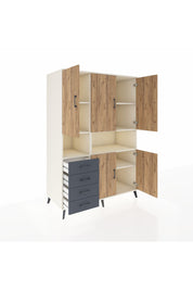 Kronos Dolap 7 Raflı 4 Çekmeceli 5 Kapaklı 132x59x195 Aytaşı-Çam/Antrasit