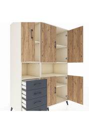 Kronos Dolap 7 Raflı 4 Çekmeceli 5 Kapaklı 132x59x195 Aytaşı-Çam/Antrasit