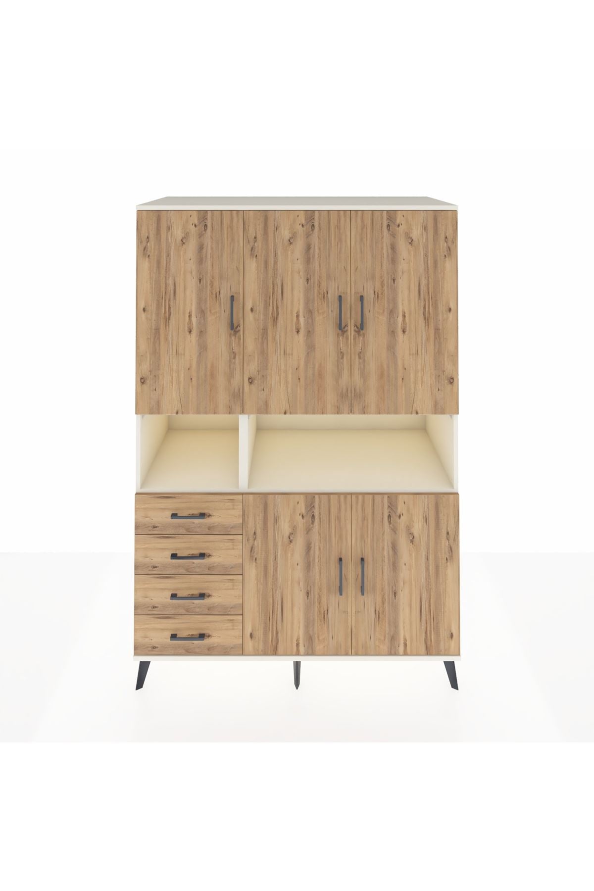 Kronos Dolap 7 Raflı 4 Çekmeceli 5 Kapaklı 132x59x195 Aytaşı-Çam/Çam