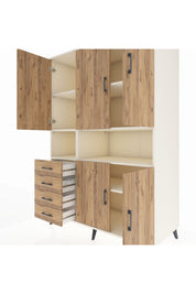 Kronos Dolap 7 Raflı 4 Çekmeceli 5 Kapaklı 132x59x195 Aytaşı-Çam/Çam