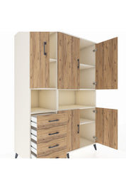 Kronos Dolap 7 Raflı 4 Çekmeceli 5 Kapaklı 132x59x195 Aytaşı-Çam/Çam