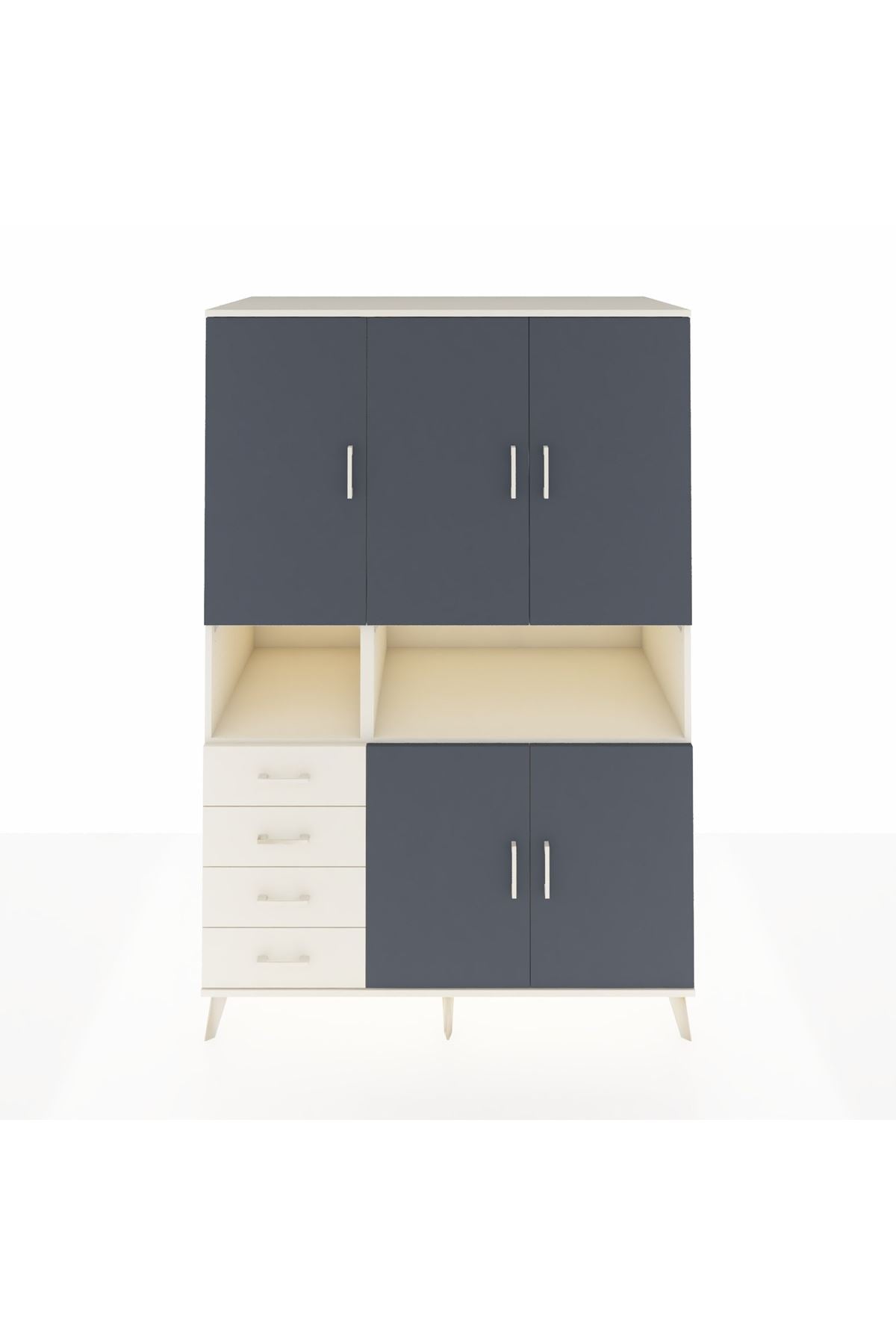 Kronos Dolap 7 Raflı 4 Çekmeceli 5 Kapaklı 132x59x195 Aytaşı-Antrasit/Aytaşı