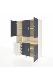 Kronos Dolap 7 Raflı 4 Çekmeceli 5 Kapaklı 132x59x195 Aytaşı-Antrasit/Aytaşı