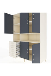 Kronos Dolap 7 Raflı 4 Çekmeceli 5 Kapaklı 132x59x195 Aytaşı-Antrasit/Aytaşı