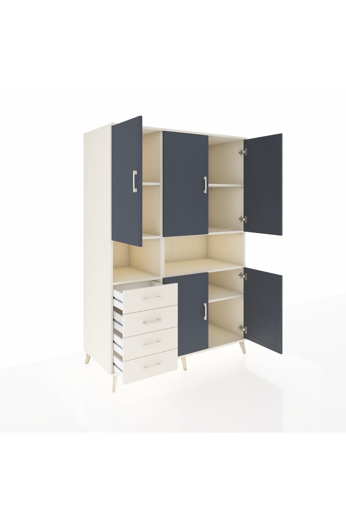 Kronos Dolap 7 Raflı 4 Çekmeceli 5 Kapaklı 132x59x195 Aytaşı-Antrasit/Aytaşı