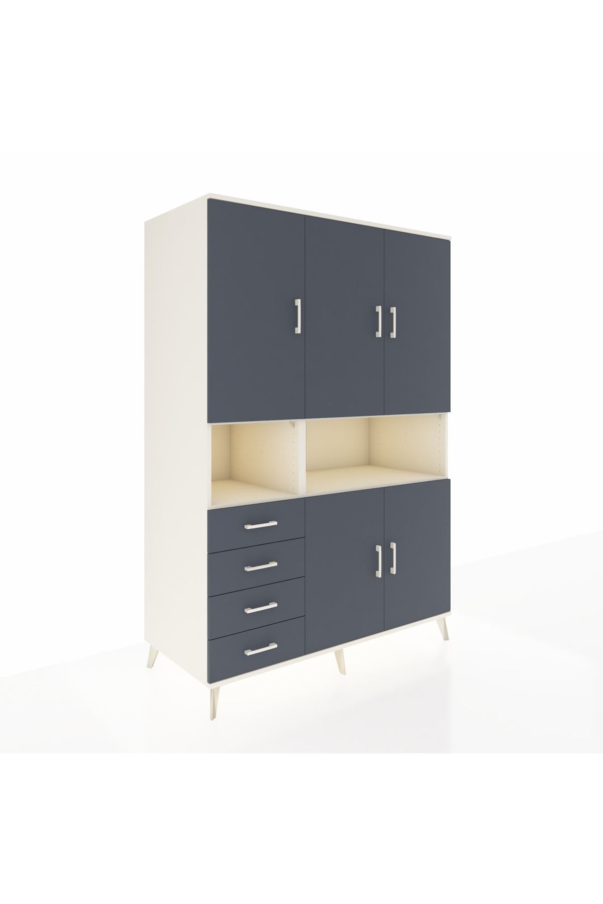 Kronos Dolap 7 Raflı 4 Çekmeceli 5 Kapaklı 132x59x195 Aytaşı-Antrasit/Antrasit