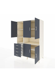 Kronos Dolap 7 Raflı 4 Çekmeceli 5 Kapaklı 132x59x195 Aytaşı-Antrasit/Antrasit