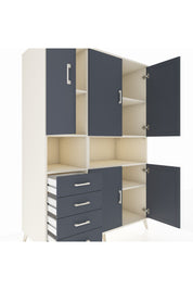 Kronos Dolap 7 Raflı 4 Çekmeceli 5 Kapaklı 132x59x195 Aytaşı-Antrasit/Antrasit