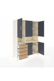 Kronos Dolap 7 Raflı 4 Çekmeceli 5 Kapaklı 132x59x195 Aytaşı-Antrasit/Çam