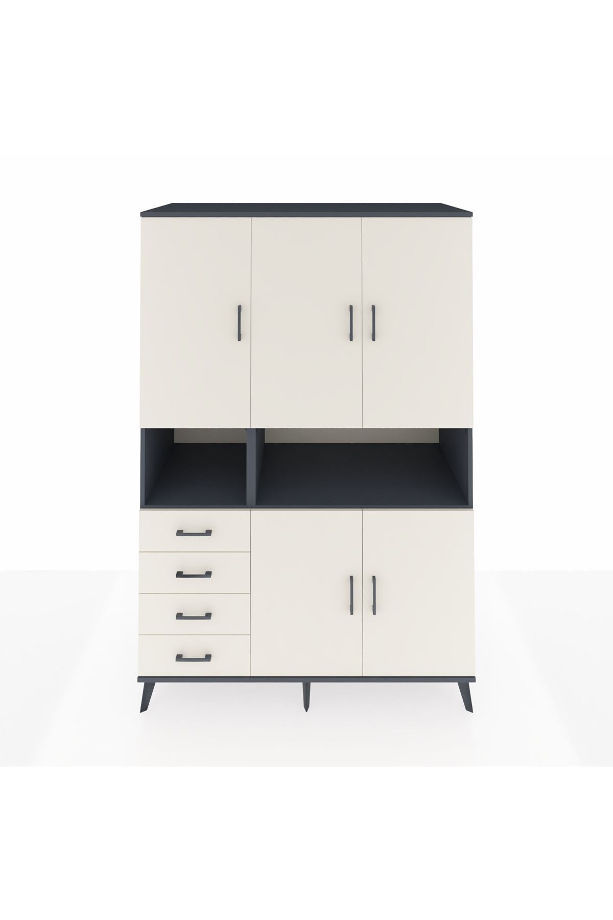 Kronos Dolap 7 Raflı 4 Çekmeceli 5 Kapaklı 132x59x195 Antrasit-Aytaşı/Aytaşı