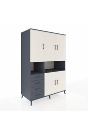 Kronos Dolap 7 Raflı 4 Çekmeceli 5 Kapaklı 132x59x195 Antrasit-Aytaşı/Antrasit