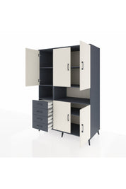 Kronos Dolap 7 Raflı 4 Çekmeceli 5 Kapaklı 132x59x195 Antrasit-Aytaşı/Antrasit